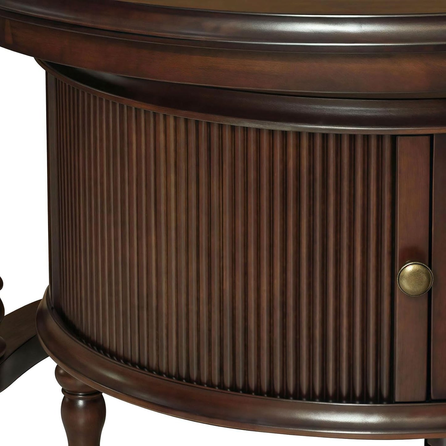 31.5'' Nesting Coffee Table Set of 2, Solid Wood Round Nesting Coffee Table Fluted with Storage