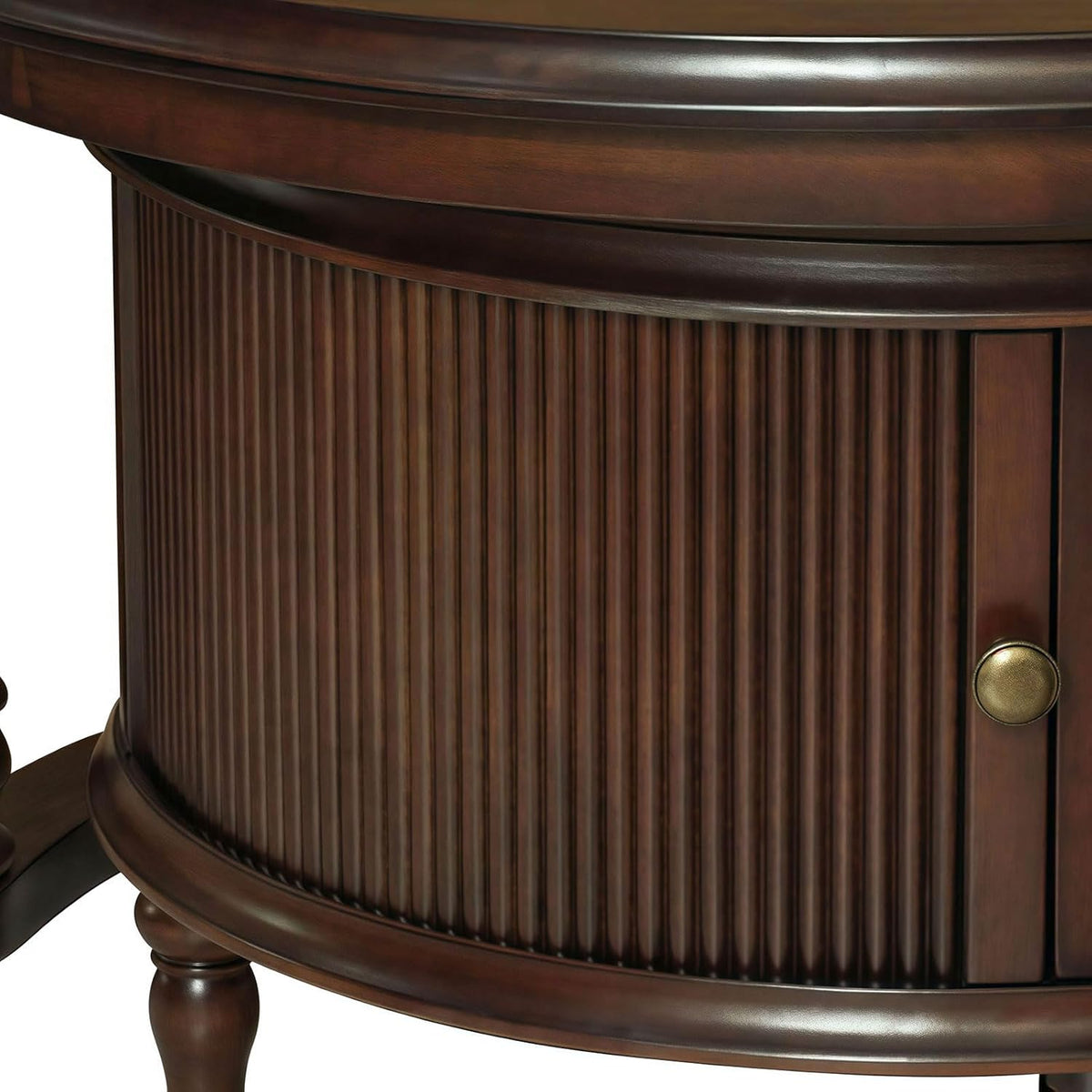 31.5'' Nesting Coffee Table Set of 2, Solid Wood Round Nesting Coffee Table Fluted with Storage
