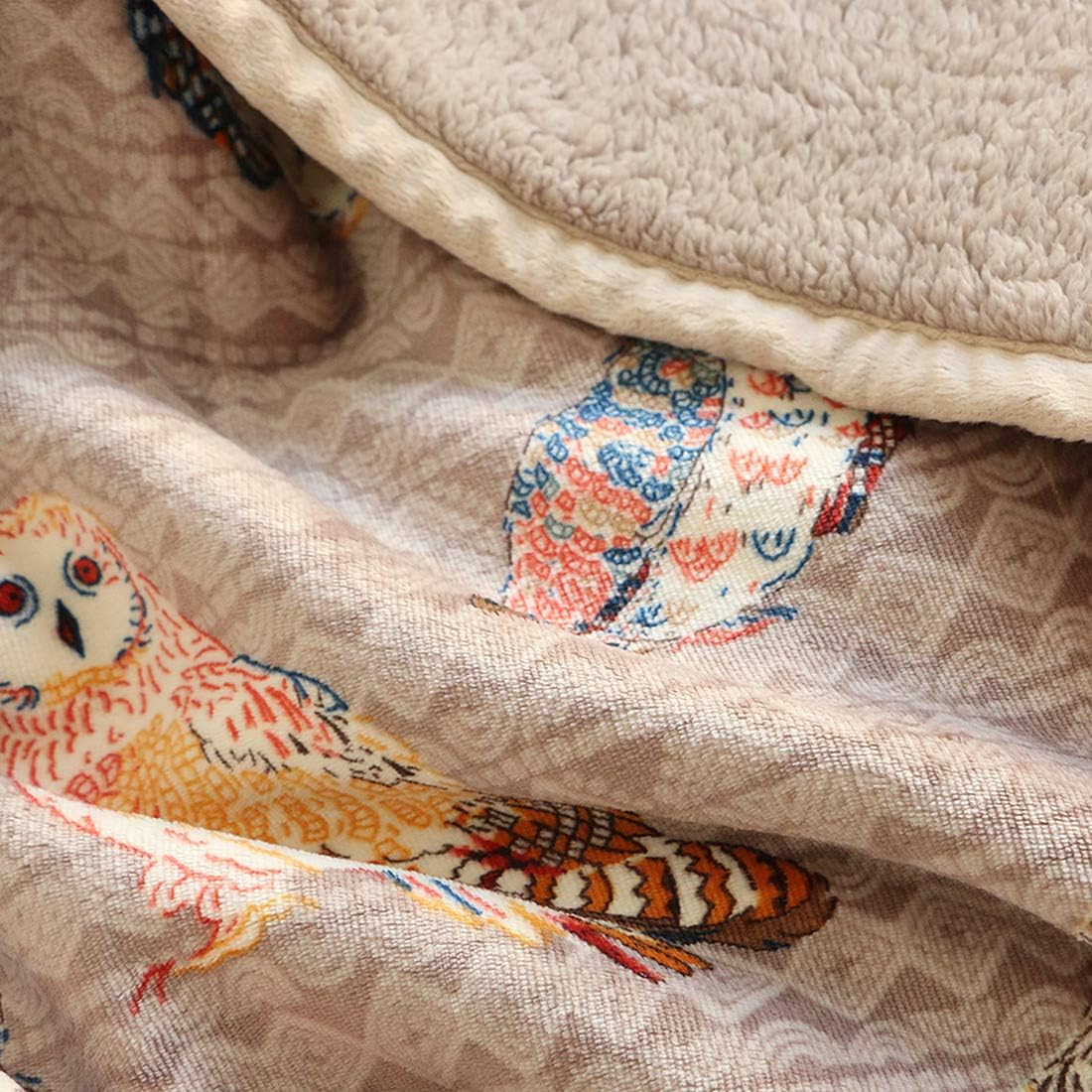 UKELER Flannel Sherpa Throw 80'' x 60''- Cute Colorful Owl Design Soft Plush Flannel Blanket Throws
