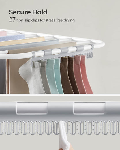 SONGMICS Clothes Drying Rack, Foldable 2-Level Laundry Drying Rack, Free-Standing Laundry Airer
