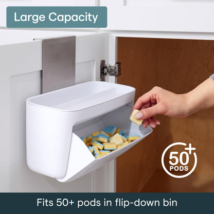 YouCopia DoorStash Dishwasher Pod Holder, Cabinet Door Storage Container