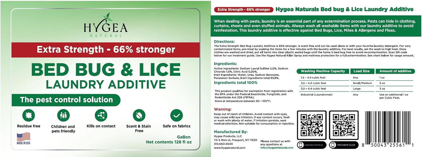 Extra Strength Lice & Bed Bug Laundry Additive - Gentle, Odorless, and Stain-Free Liquid Laundry