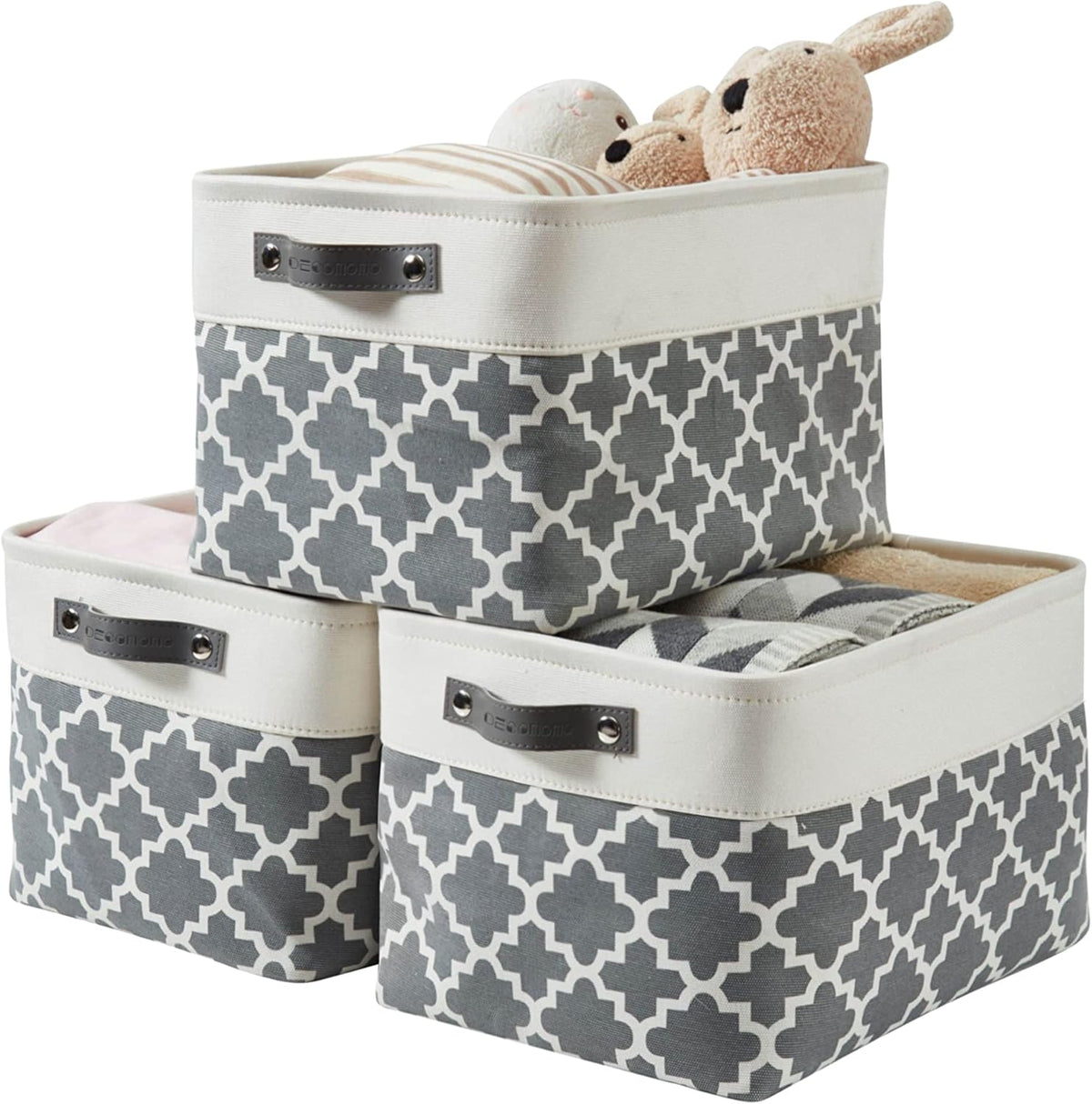 DECOMOMO Grey Storage Bins Fabric Storage Baskets for Shelves, Linen Closet Organization Toys