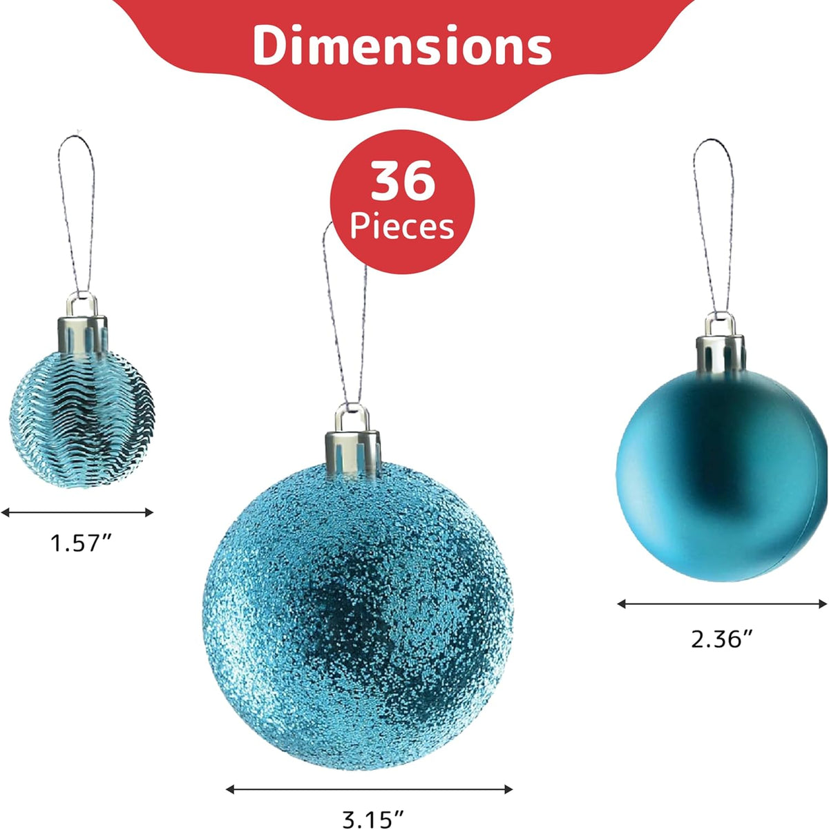 Prextex Christmas Tree Ornaments - Blue Christmas Ball Ornaments Set for Christmas, Holiday, Wreath