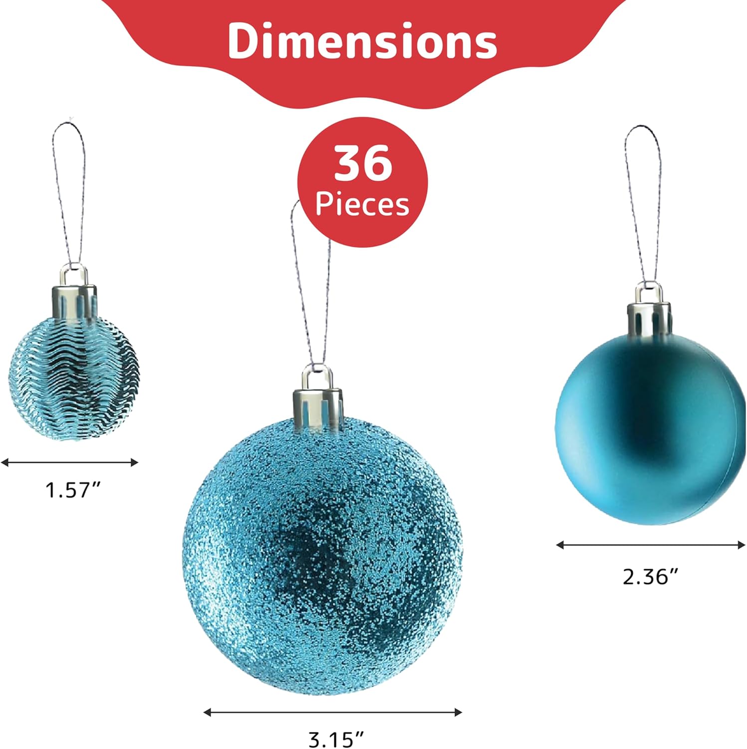 Prextex Christmas Tree Ornaments - Blue Christmas Ball Ornaments Set for Christmas, Holiday, Wreath