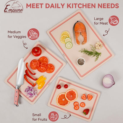 Empune Plastic Cutting Board Set, Recycled Plastic Cutting Boards for Kitchen (Set of 3)