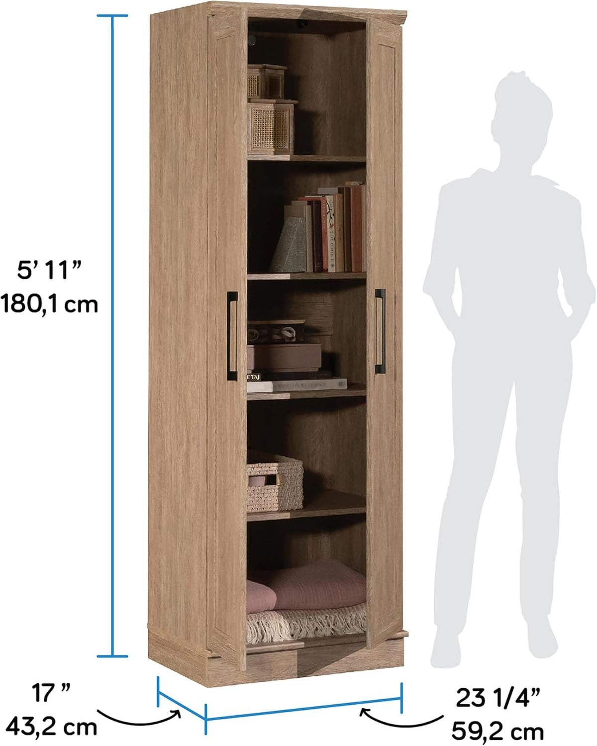 HomePlus Kitchen Pantry Storage Cabinet with Adjustable Shelves, Laundry Bathroom Storage Cabinet