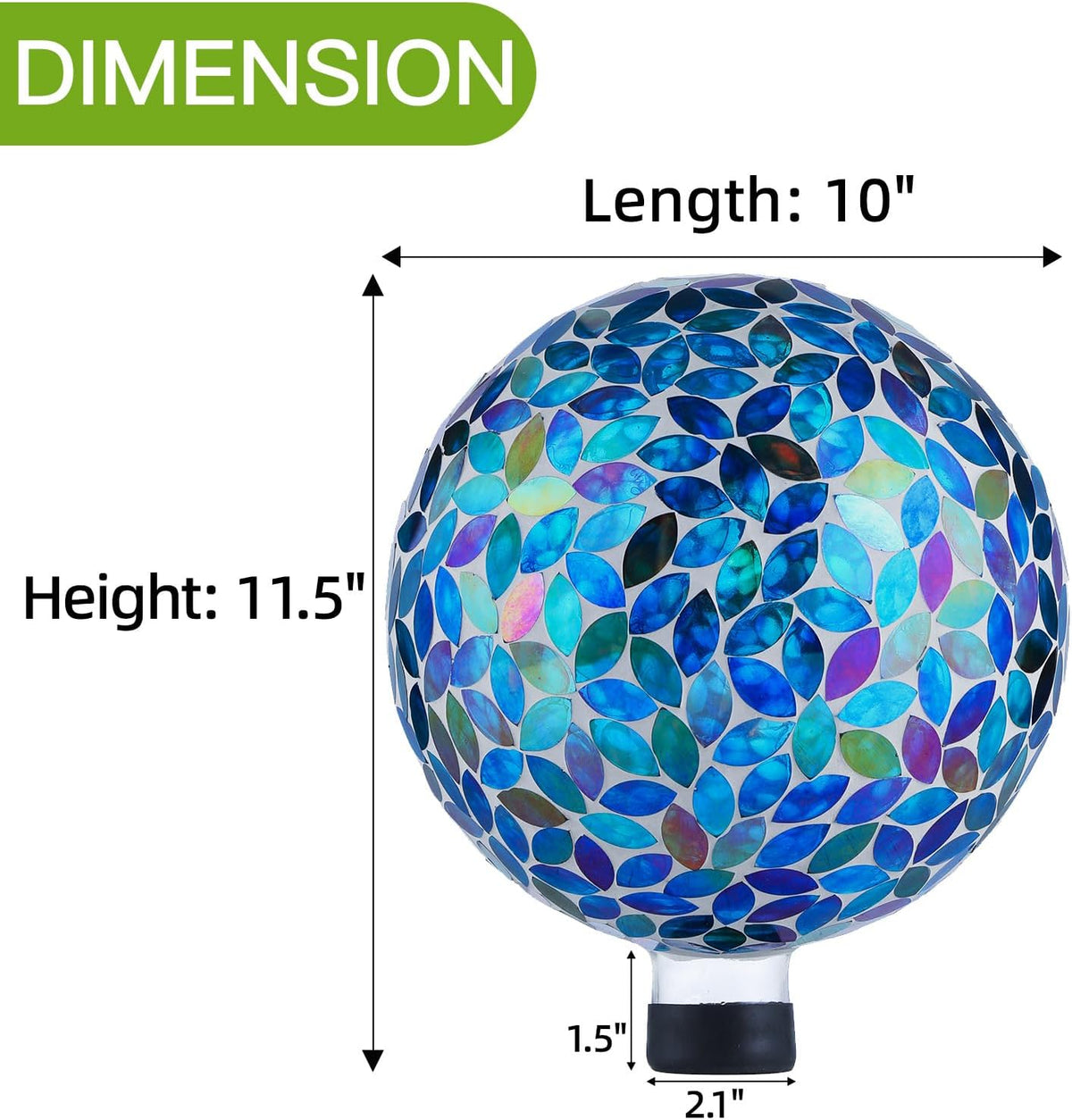 VOREEN 10-Inch Gazing Ball Glass Mosaic Gazing Globe, Outdoor Reflective Ball Yard Decoration for