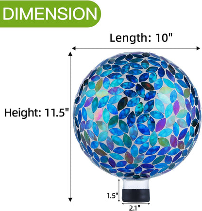 VOREEN 10-Inch Gazing Ball Glass Mosaic Gazing Globe, Outdoor Reflective Ball Yard Decoration for