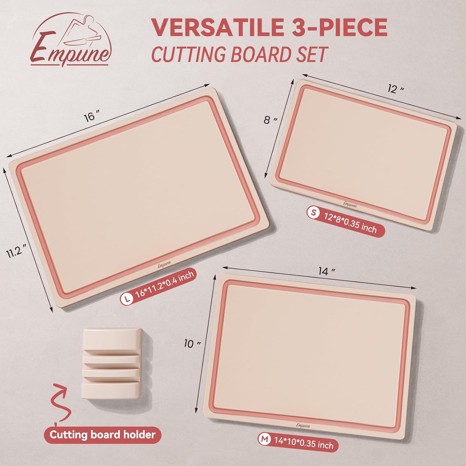Empune Plastic Cutting Board Set, Recycled Plastic Cutting Boards for Kitchen (Set of 3)
