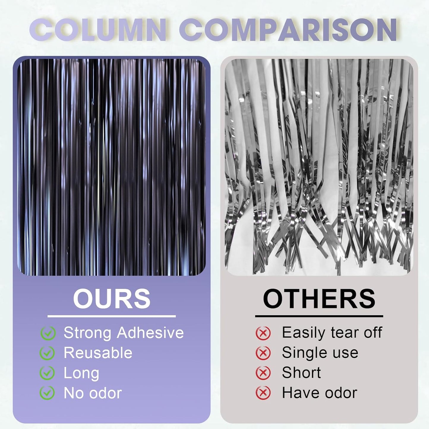3 Pack 3.3 x 8.2 ft Matte Blue Foil Fringe Curtains, Dark Blue Tinsel Streamers Batman Party