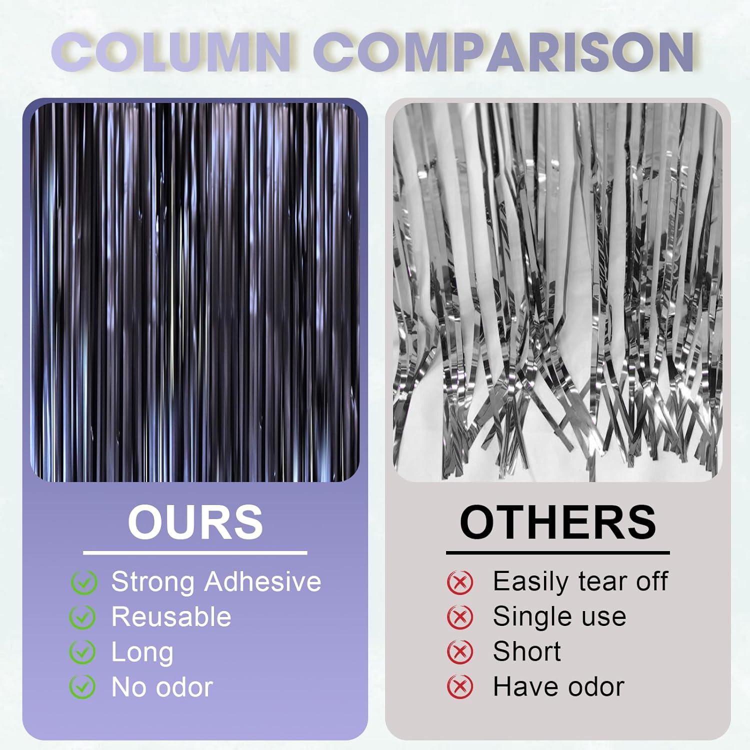 3 Pack 3.3 x 8.2 ft Matte Blue Foil Fringe Curtains, Dark Blue Tinsel Streamers Batman Party