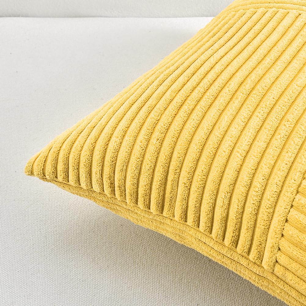 Fancy Homi 2 Packs Yellow Big Decorative Throw Pillow Covers 24x24 Inch for Couch Bed Sofa, Rustic