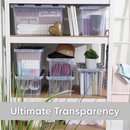 Superio Storage Box with Hinged Lids, Plastic Container Bins for Organizing with Attached Lid
