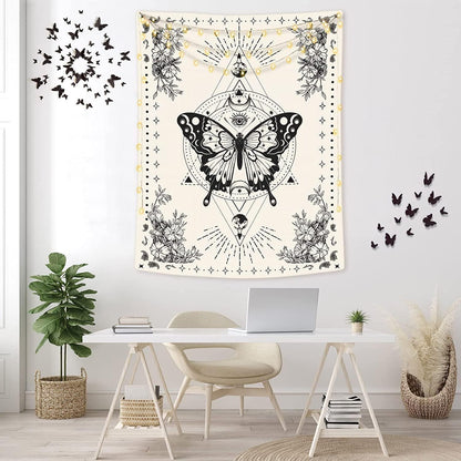 Lunerfex Boho Butterfly Tapestry Small Tapestry Tarot Tapestries Moon Phase Aesthetic Tapestries