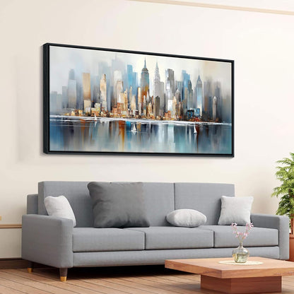 DUNHUANG ART New York City Skyline Abstract Art - Modern Manhattan City View Painting for Home