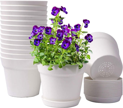 homenote Pots for Plants, 15 Pack 6 Inch Plastic Planters with Multiple Drainage Holes and