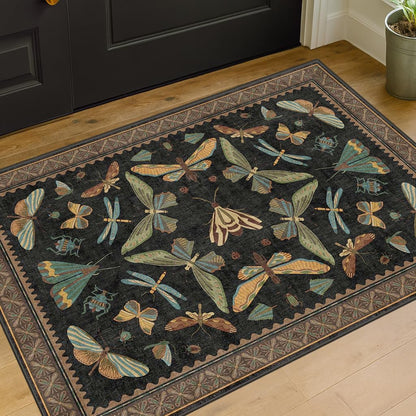 Small Black Entryway Rug - 2x3 Front Door Rug Indoor Entrance, Small Carpet for Kitchen Floor