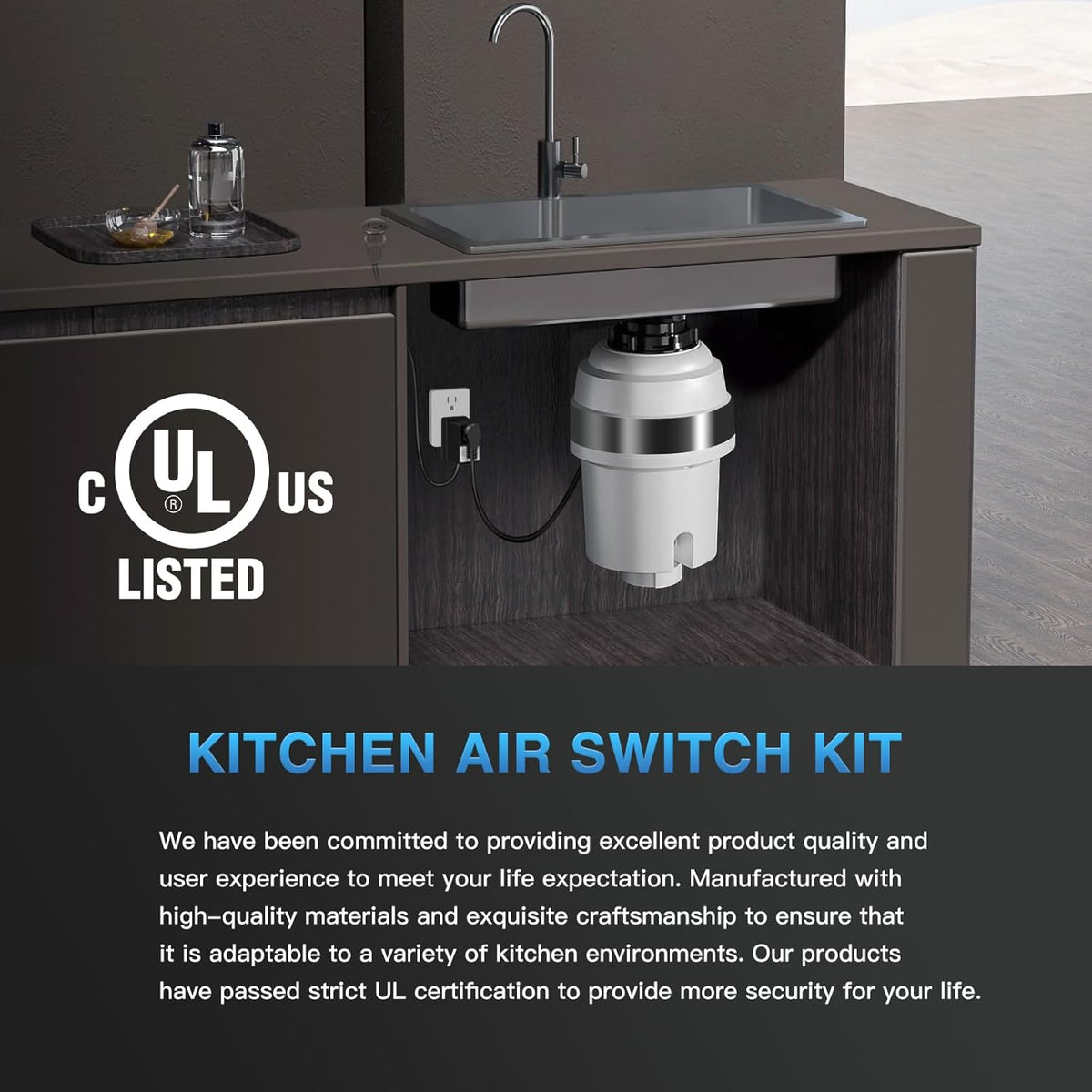 Garbage Disposal Air Switch Kit, UL Certified Professional Garbage Disposal Switch Button Power