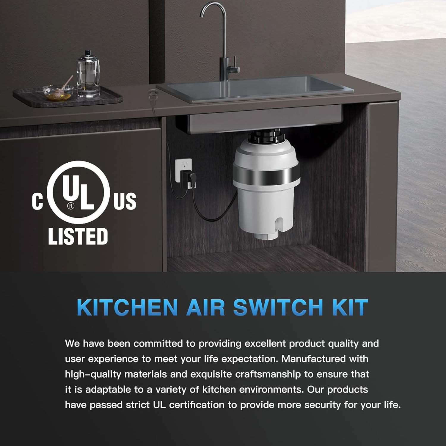 Garbage Disposal Air Switch Kit, UL Certified Professional Garbage Disposal Switch Button Power