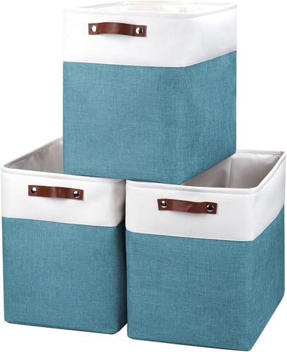 Large Fabric Storage Baskets | 50L Storage Bins, Decorative Linen Closet Baskets with Handles for