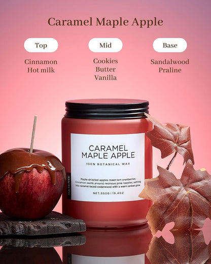 M&SENSE Caramel Apple Pie Candles for Home Scented, Natural Soy Wax 19.4oz Long Lasting 110 Hours