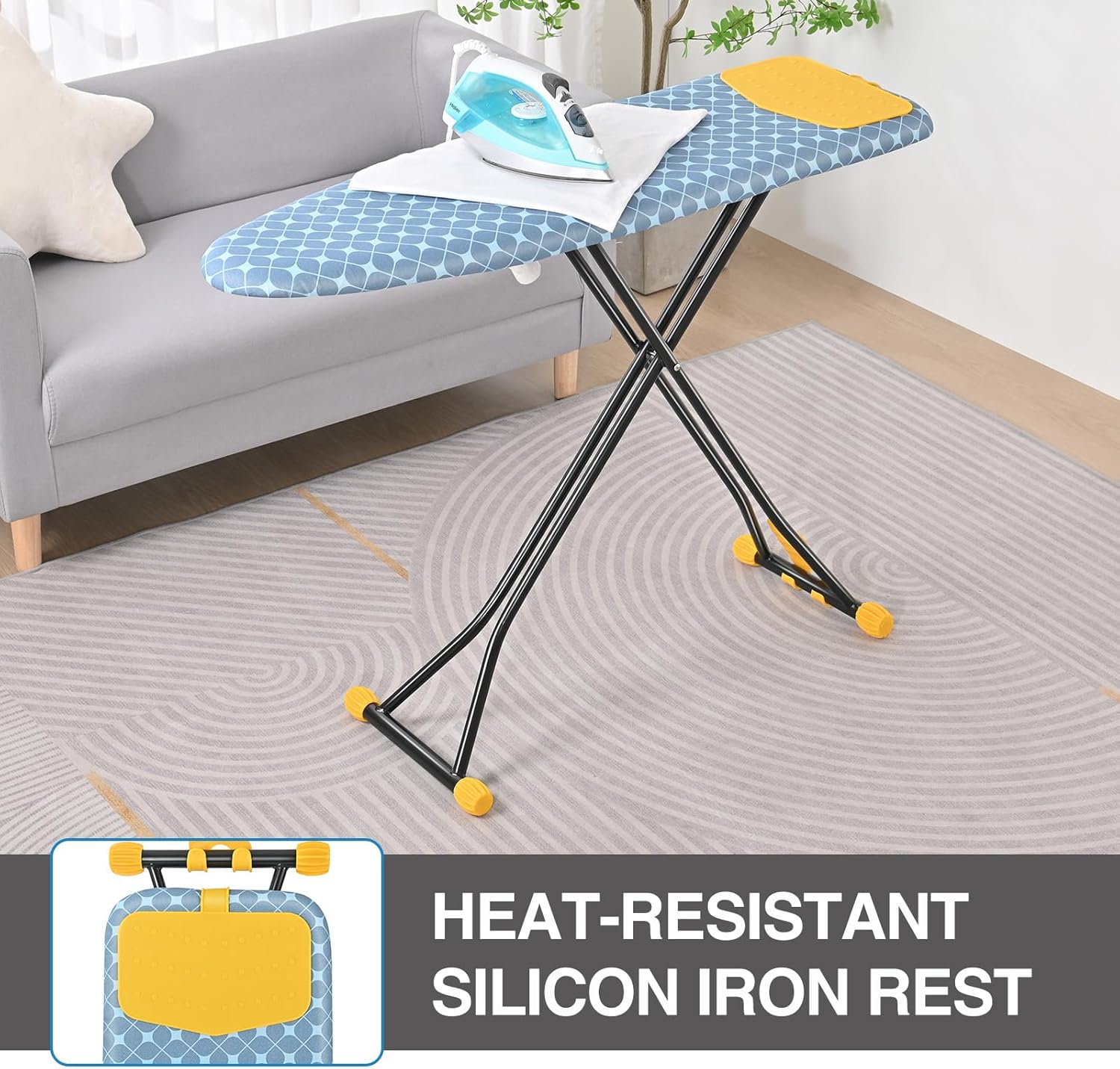 APEXCHASER Ironing Board with Iron Rest, Compact and Space Saver Iron Board, Extra Thick Cover