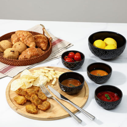 Sureasy Small Bowls 4 OZ, 3.5 Inch Dipping Bowls, Ceramic Embossed Mini Bowl for Side Dishes