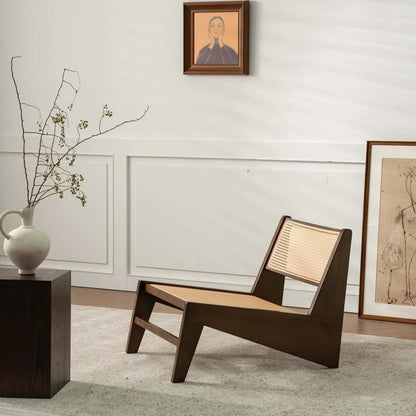 Mid-Century Accent Chair, Rattan Lounge Chair for Living Room, Boho Side Corner Comfy Chair for