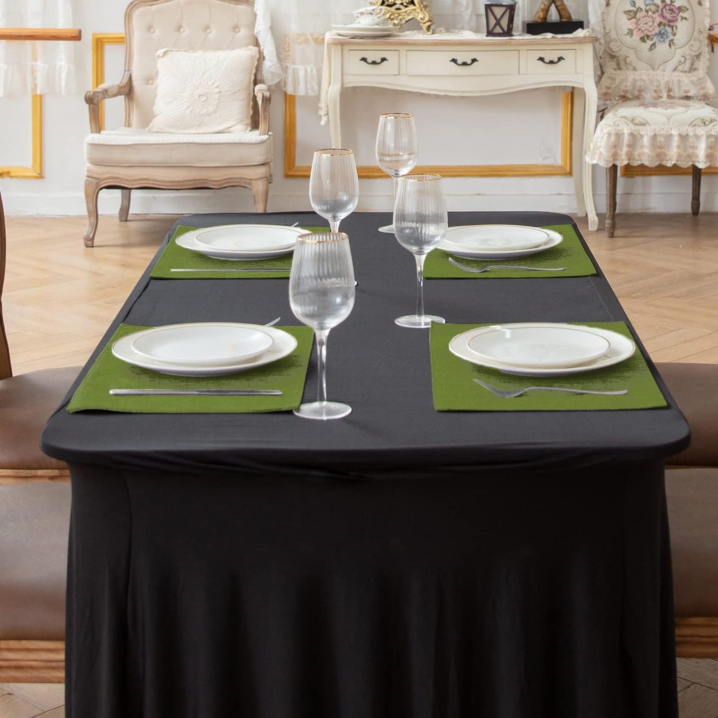 Cloth Placemats Set of 8, Linen Type Fabric Placemats Machine Washable Heat Resistant Placemats