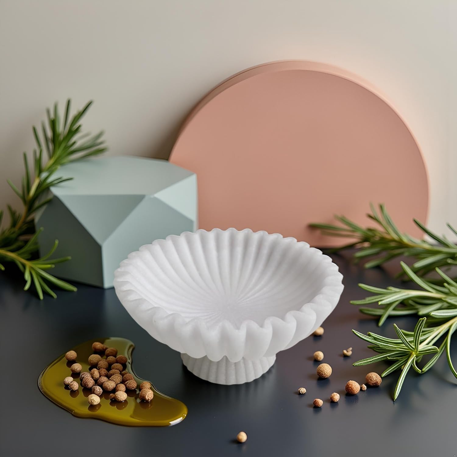 10" Large Decorative Bowl decor, Scalloped Bowls for Modern Home Decor,Ruffle Decor,Stylish Key