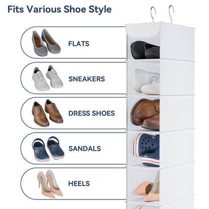 Whitmor Hanging Shoe Organizer, 8 Shelves-Hanging Closet Organizer, Hanging Shoe Rack for Small