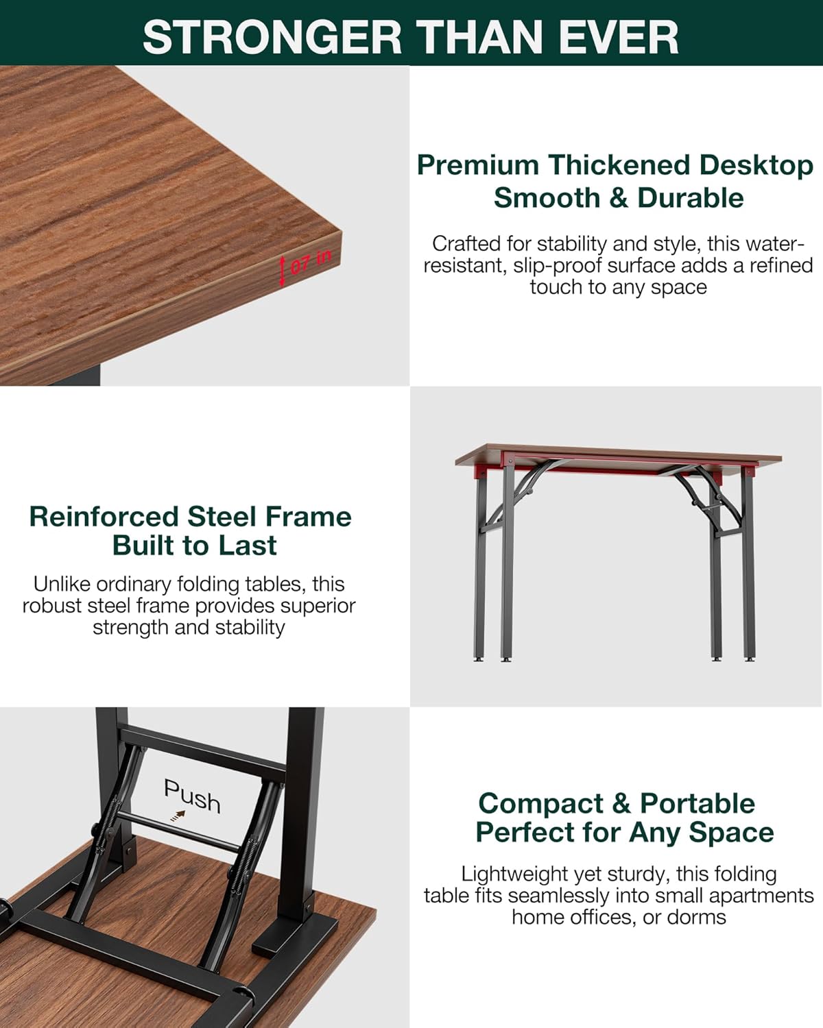 Frylr Small Folding Computer Desk – 35.8 Inch Portable Table for Craft and Study, Lightweight Desk