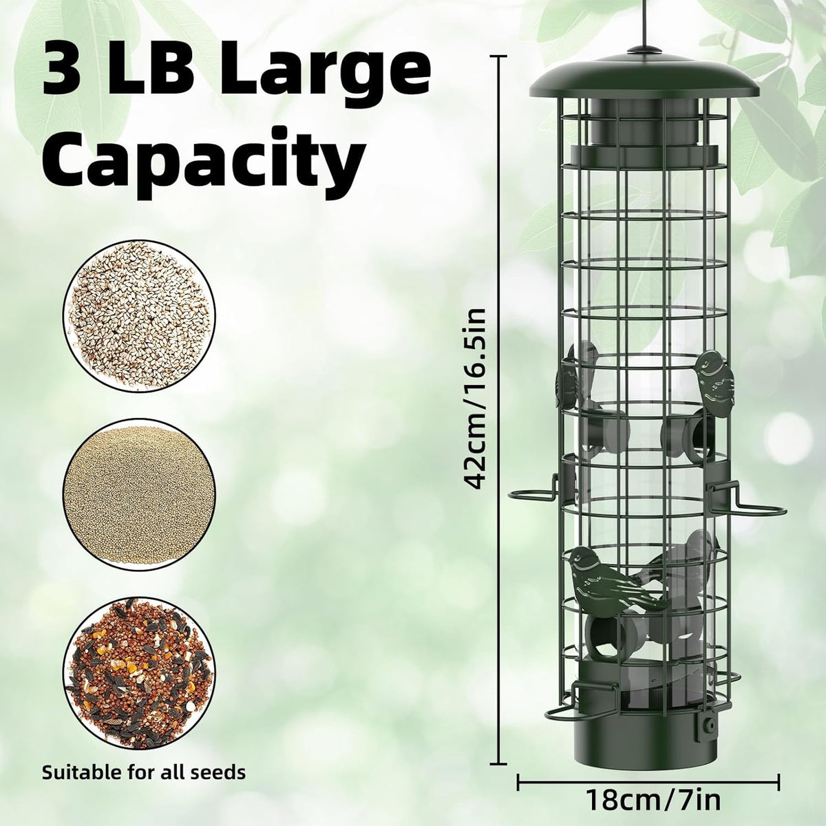 Squirrel Proof Bird Feeder,Metal Mesh Bird Feeders for Outdoors Hanging,Gravity Protection Squirrel