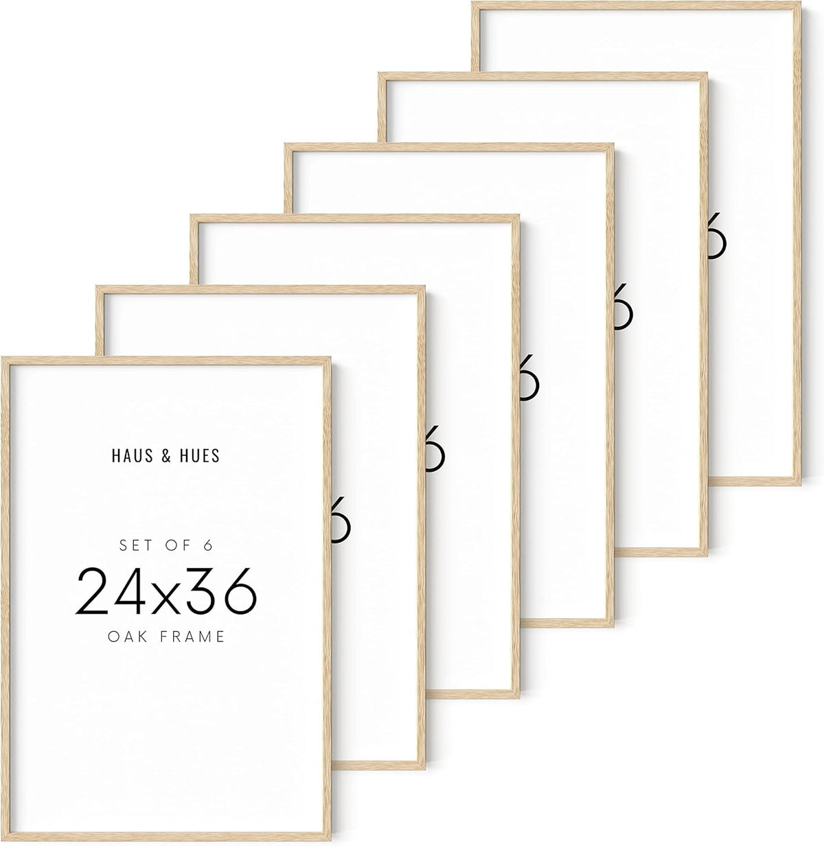 Haus and Hues 24"x36" Beige Oak Wood Frames Set of 6 - 24x36 Natural Wood Frames for Posters, 24x36