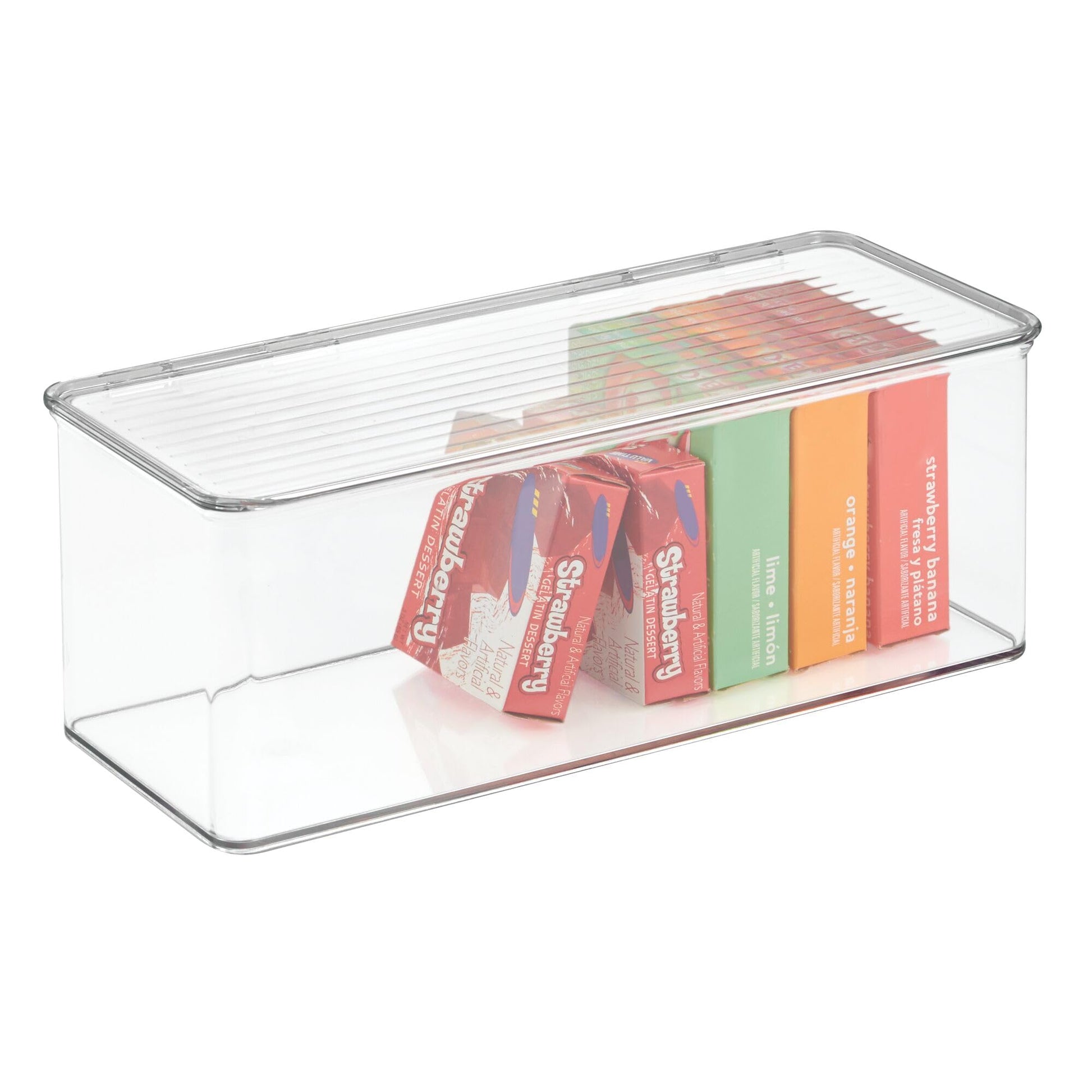 iDesign Plastic Stackable Hinged-Lid Storage Box, Clear