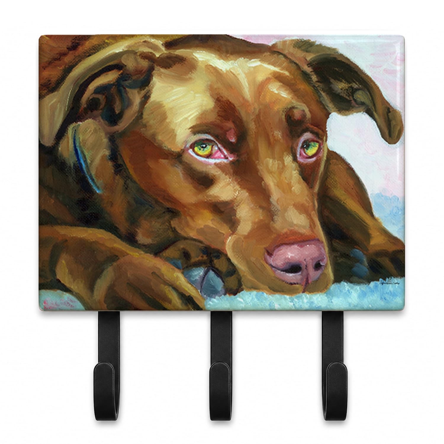 Caroline's Treasures 7420TH68 Chocolate Labrador Waiting Leash or Key Holder, Wall Hooks, Key Hooks