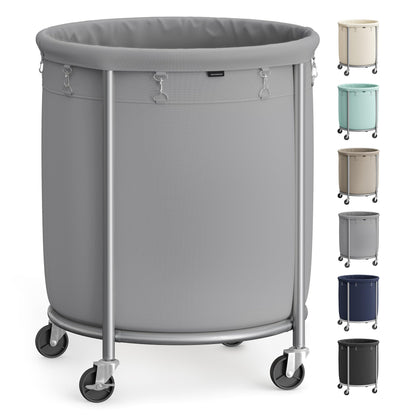 SONGMICS Laundry Basket, Rolling Steel Frame with 2 Locking Wheels, 190 L