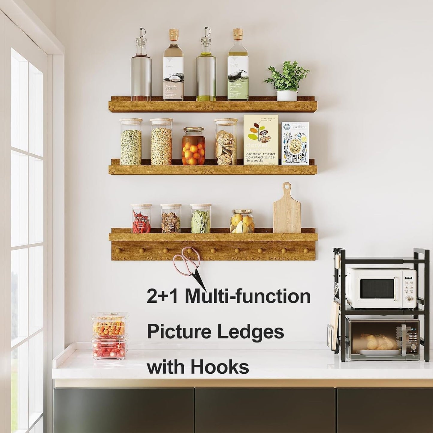 MBYD Floating Shelves 36 Inch, Nursery Book Shelves for Kids Room, Hanging Bookshelf with Hooks Set