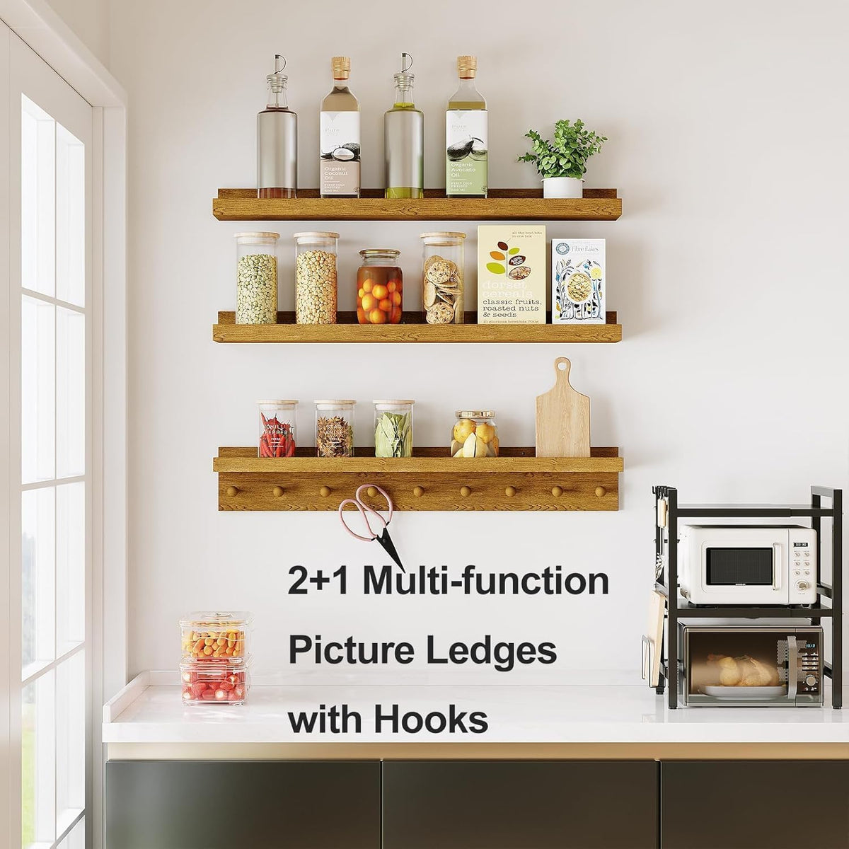 MBYD Floating Shelves 36 Inch, Nursery Book Shelves for Kids Room, Hanging Bookshelf with Hooks Set
