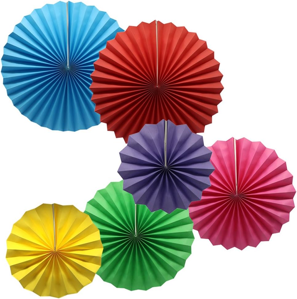Colorful Hanging Paper Fans Decoration Round Pattern Paper Garlands Set for Party Birthday Wedding