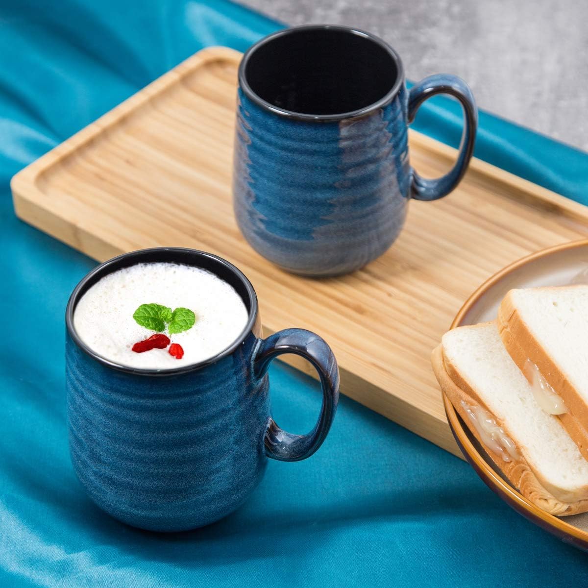 Hasense Coffee Mugs Set of 4, 15 Ounce Porcelain Mug Set with Handle for Morning Coffee Tea and