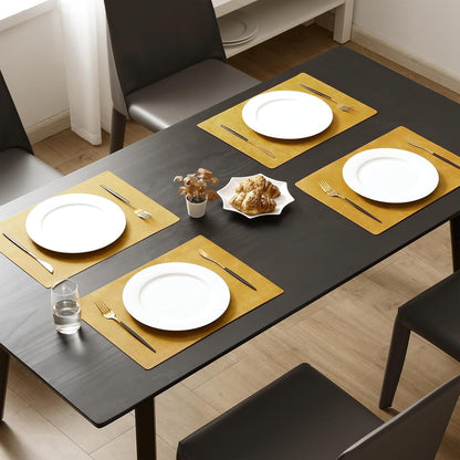 MOSAYT Vinyl Placemats Set of 4-12 X 17 Inch - Faux Leather 100% Waterproof Oil-Proof Wipeable PU