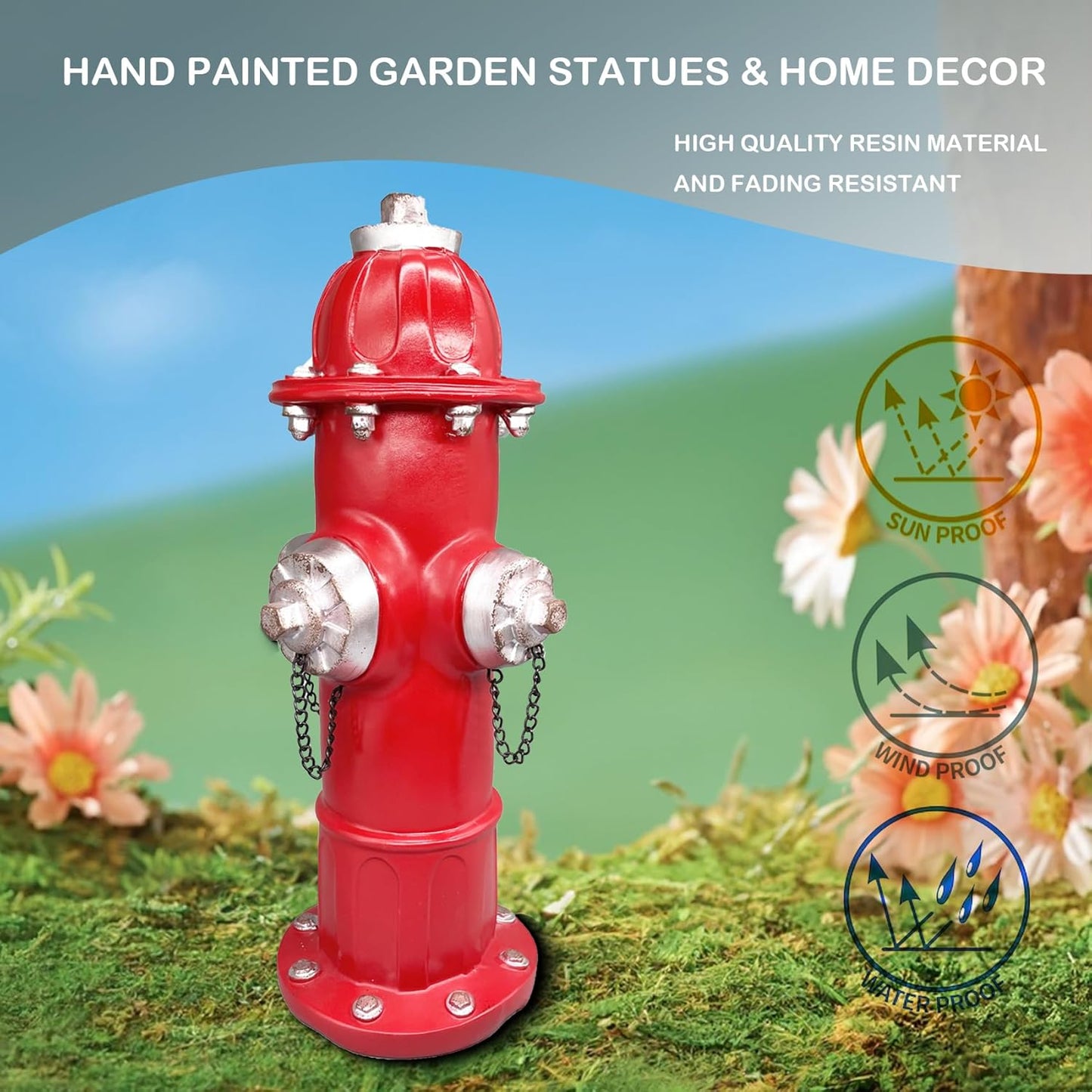 Elenon Garden Fire Hydrant Outdoor Statue Decorative for Dog to Peed on, 14.5" Fire Hydrant Puppy