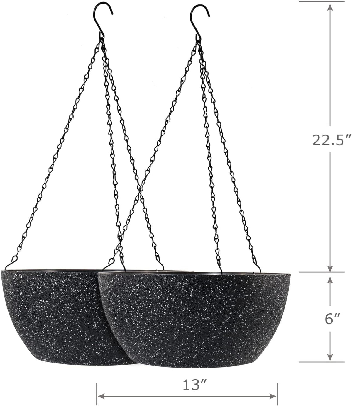13 inch Large Hanging Planters Plant Pots for Outdoor Indoor Plants with Drainage Holes and Chain