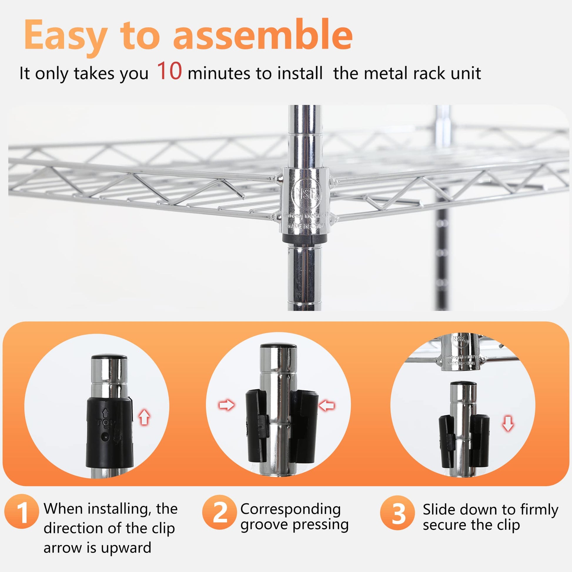 FDW 6 Tier Wire Shelving 17L x 12W x 64H Pantry Shelves Storage Rack Shelving Units Adjustable