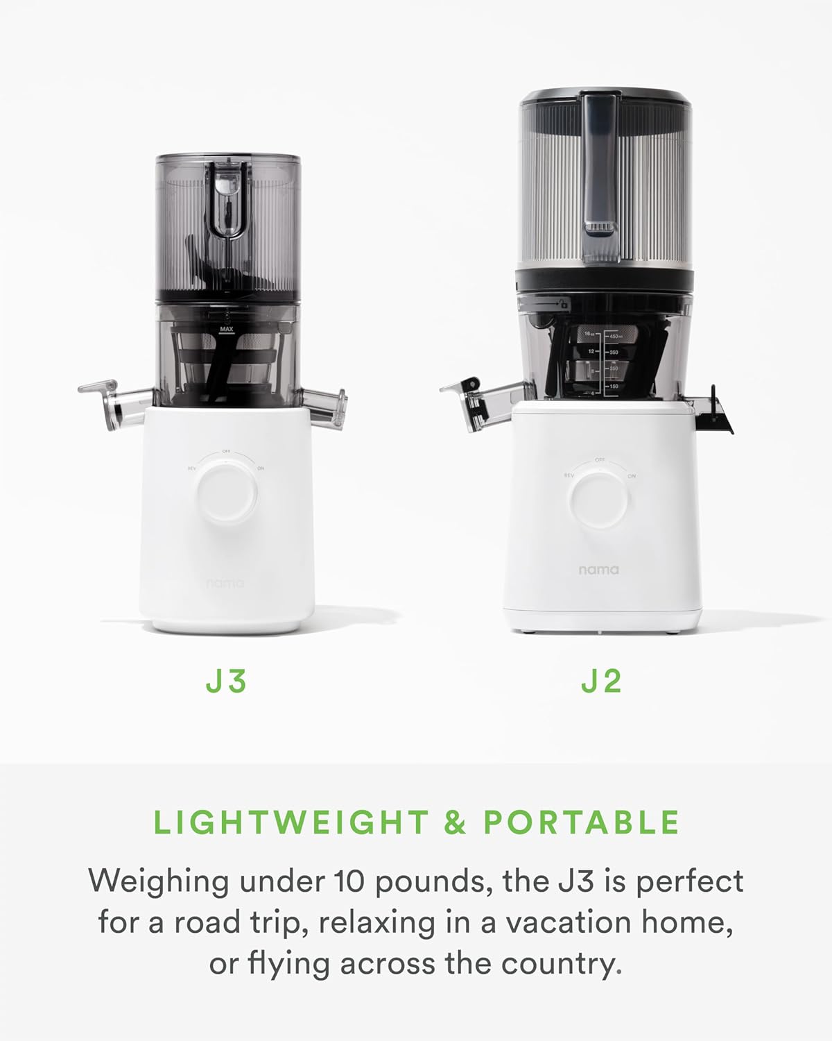 Nama J3 Compact Cold Press Juicer – Space Saving & Self Feeding for Hands-Free Operation