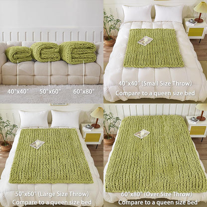 WESHIONGOO Chunky Knit Blanket Throw Knitted Throw Blankets for Couch Bed Fluffy Soft Blanket with