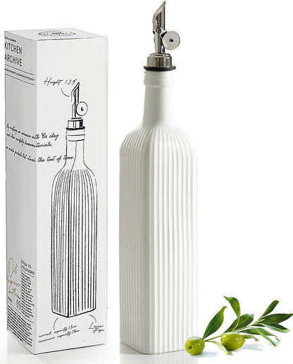getstar 18 oz Olive Oil Dispenser Bottle for Kitchen, Ceramic Oil Bottle with Automatic Stainless