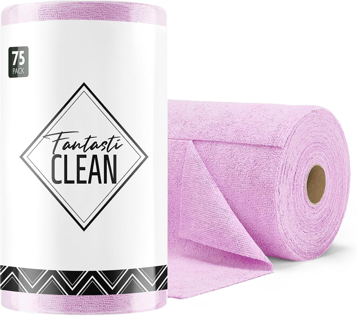 Fantasticlean Microfiber Cleaning Cloth Roll -75 Pack, Tear Away Microfiber Towels, 12" x 12"